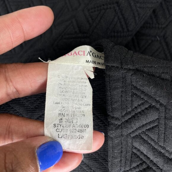 a'gaci Black Geometric Design Cap Sleeve V-Round Neck Dress Size Large Event - Picture 7 of 7